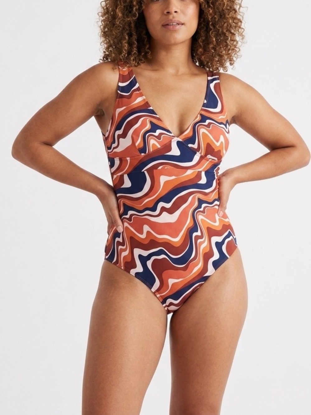 Knix Deep V One-Piece Swimsuit Heat Wave Orange Size Large